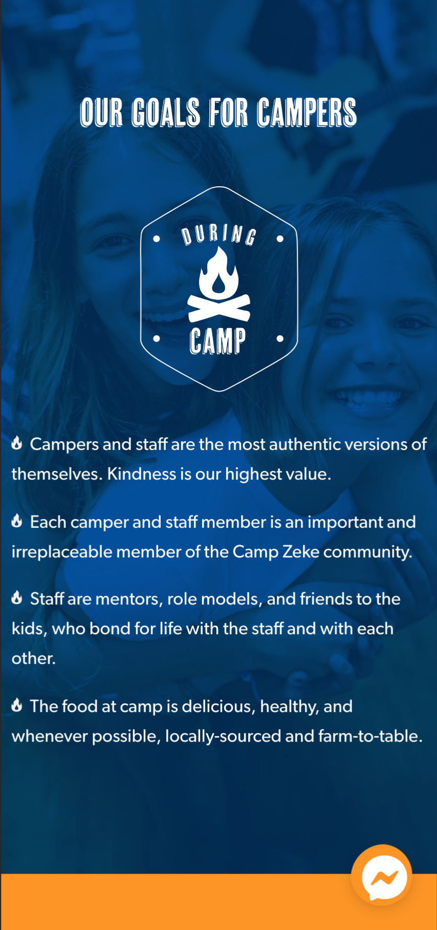 Camp Zeke - Values - Mobile view