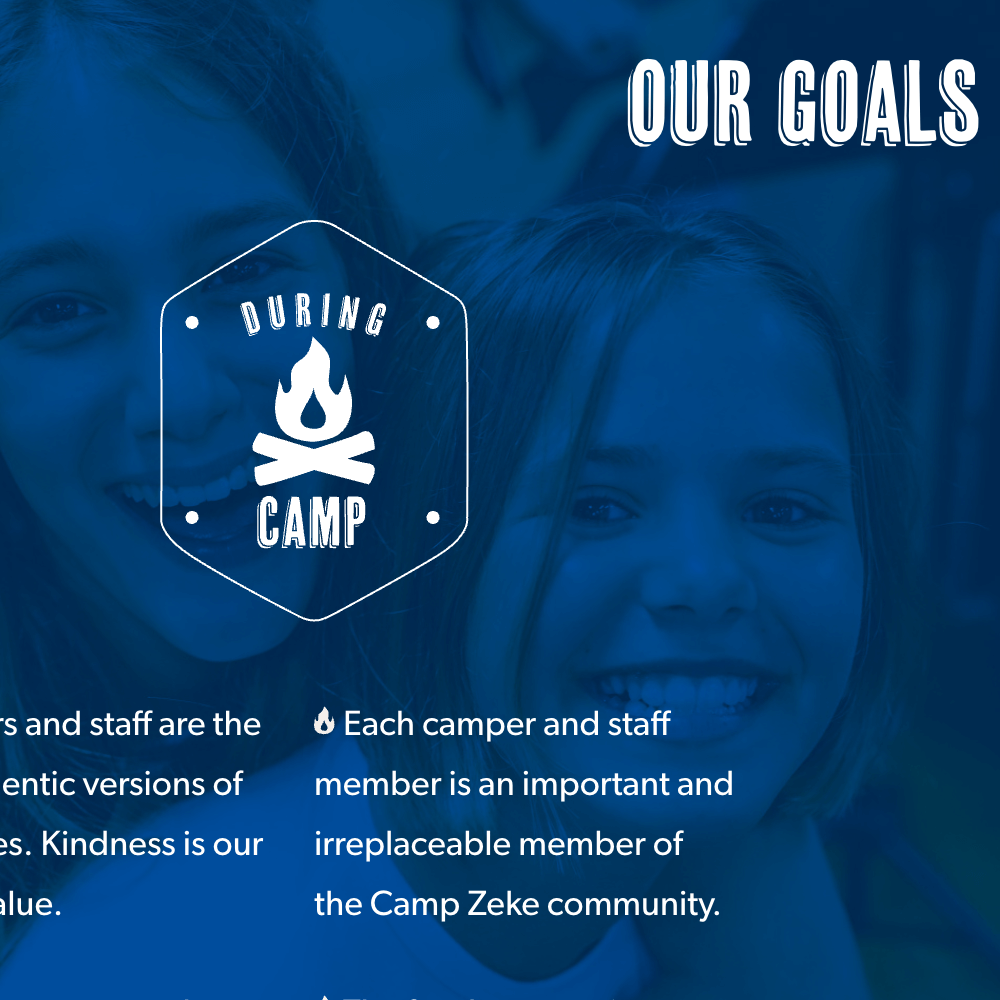 Cropped screenshot of the Camp Zeke website