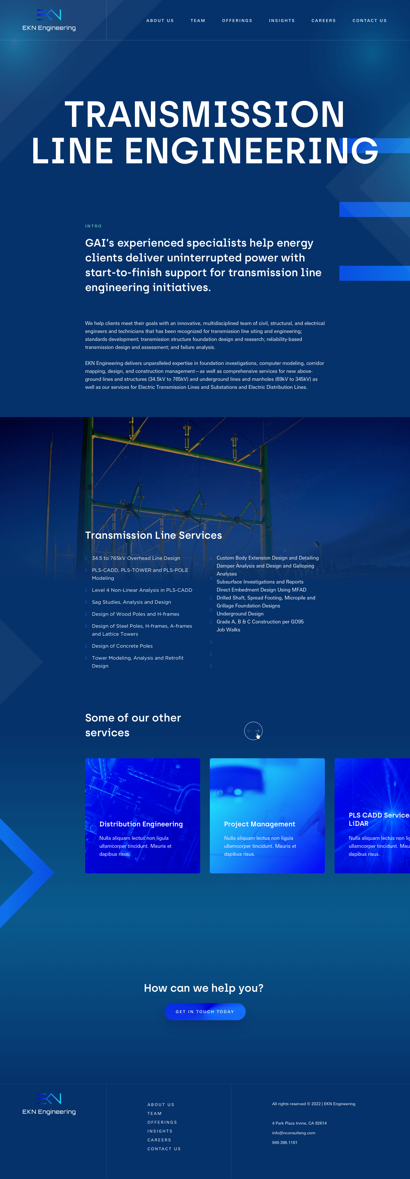 EKN Engineering 'offering' detail page design