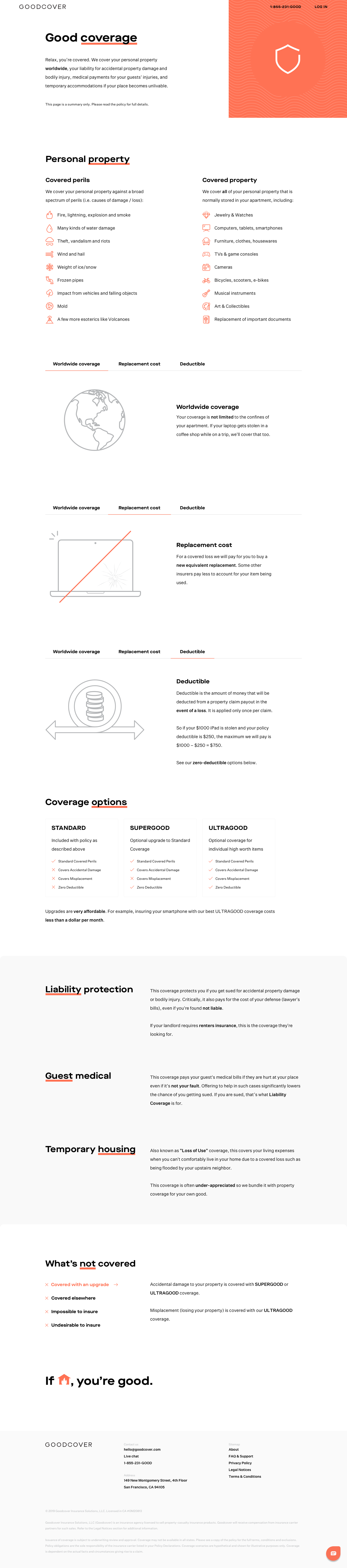 GoodCover 'cover' page design