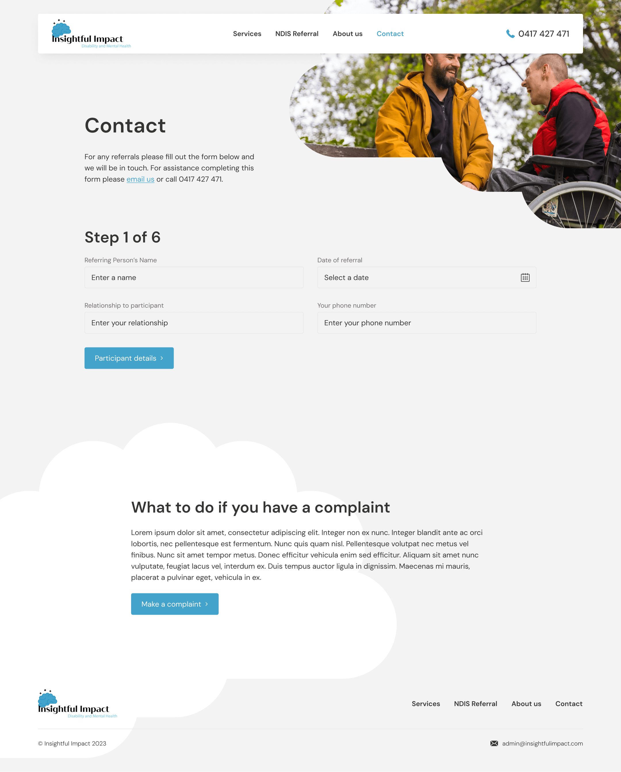 Insightful Impact - ontact page design