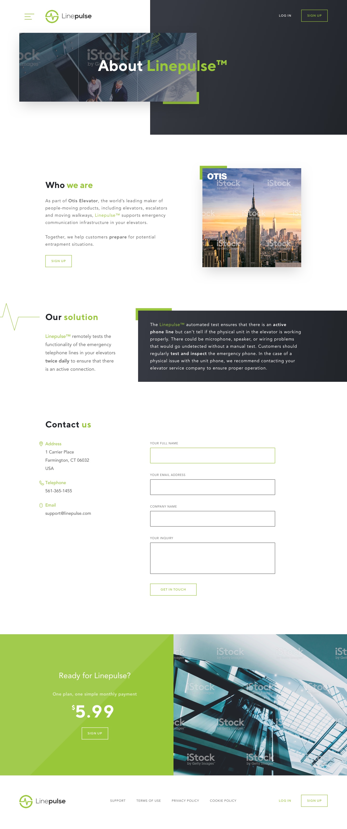 Linepulse 'about' page design