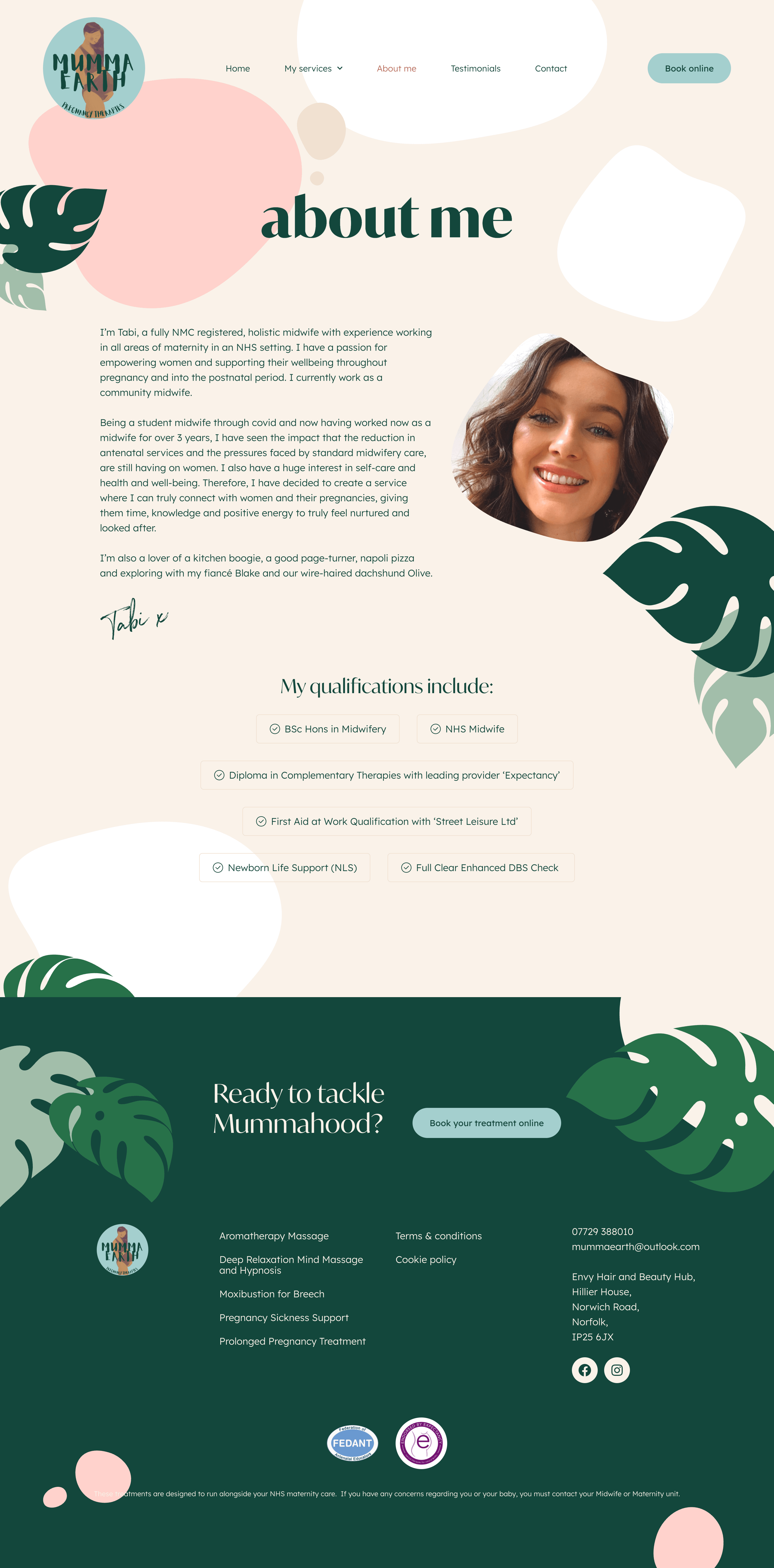 Mumma Earth 'about' page design