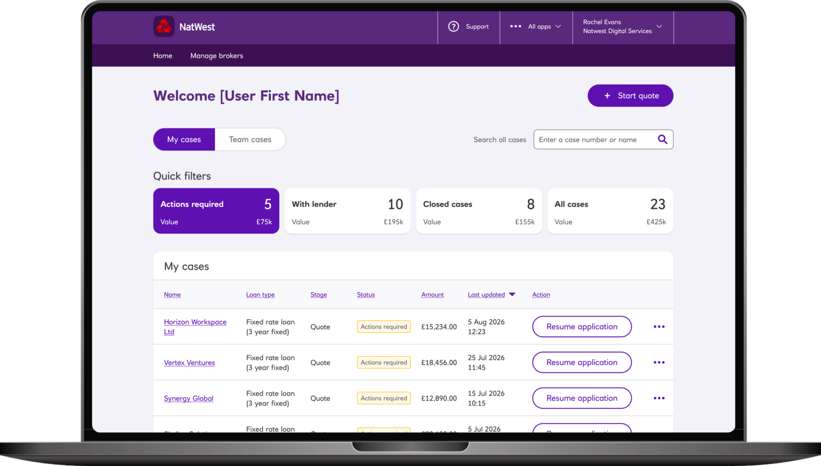 NatWest - Broker Portal - Dashboard