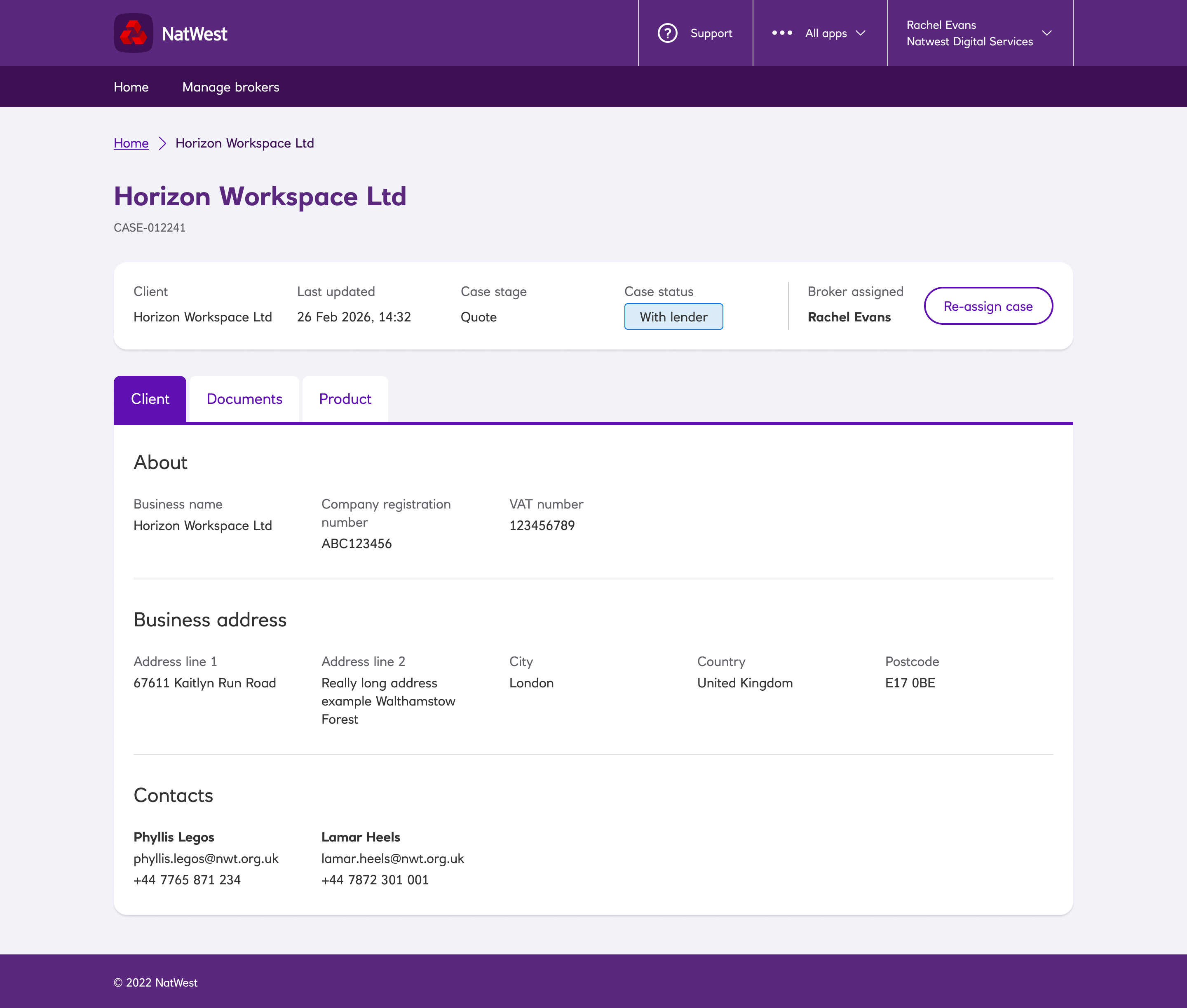 NatWest Broker - Case page UI